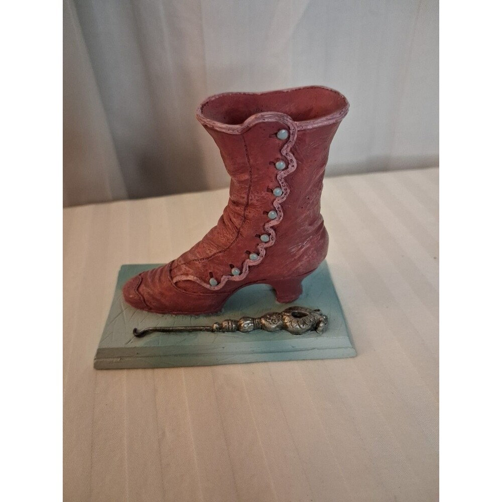 CMP Resin Figurine Collectible Pink Boot and Thread 3 in x 3 in x 1.5 in